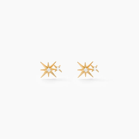 Boucles D'oreilles Puces Timofei Or Jaune Oxyde De Zirconium - Clous d'oreilles Femme | Histoire d’Or