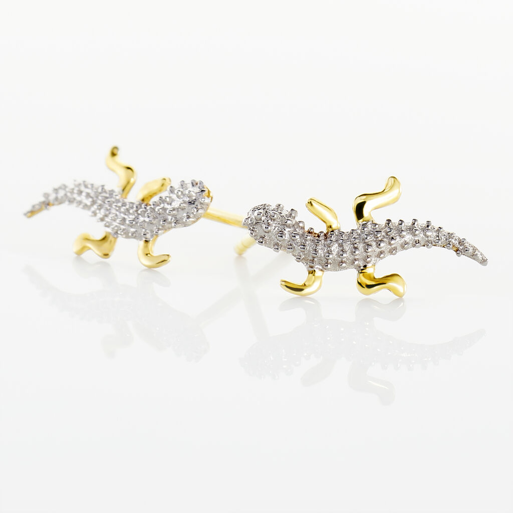 Boucles D'oreilles Puces Azzedine Salamandre Or Bicolore - Clous d'oreilles Femme | Histoire d’Or