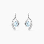 Boucles D'oreilles Sagesse Or Blanc Topaze Oxyde - Clous d'oreilles Femme | Histoire d&rsquo;Or