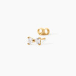 Boucles D'Oreilles Puces Elara Argent Dor&eacute; A L'Or 750/1000 Oxyde De Zirconium - Boucles d'oreilles fantaisie Femme | Histoire d&rsquo;Or