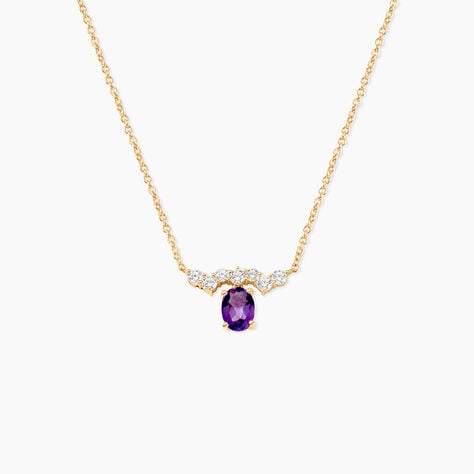 Collier Silviane Argent Dor&eacute; A L'Or 750/1000 Am&eacute;thyste Oxyde De Zirconium - Colliers Femme | Histoire d&rsquo;Or
