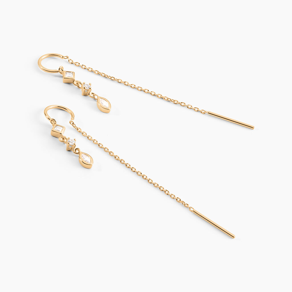 Boucles D'oreilles Pendantes Akoni Plaqu&eacute; Or Jaune Oxyde De Zirconium - Boucles d'oreilles fantaisie Femme | Histoire d&rsquo;Or