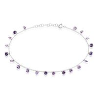 Chaîne De Cheville Carolaine Argent Blanc Oxyde De Zirconium