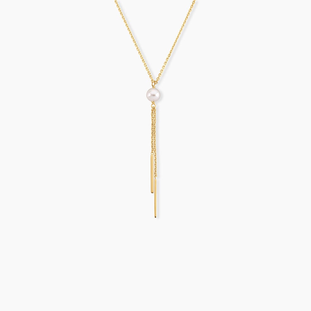 Collier Salman Argent Dor&eacute; A L'Or 750/1000 Perle De Culture - Colliers pierre  | Histoire d&rsquo;Or