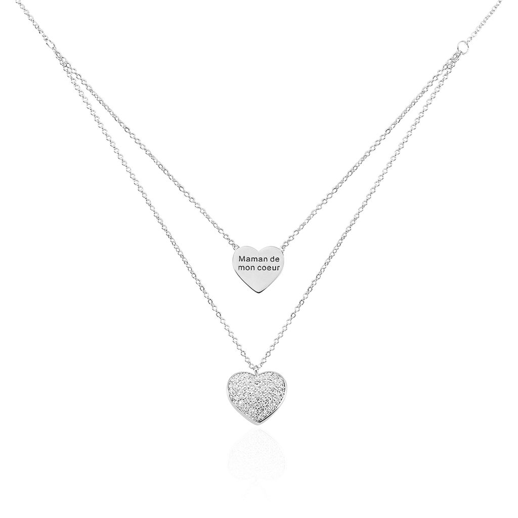 Collier Amarita Argent Blanc Oxyde De Zirconium - Colliers doubles et triples chaînes Femme | Histoire d’Or