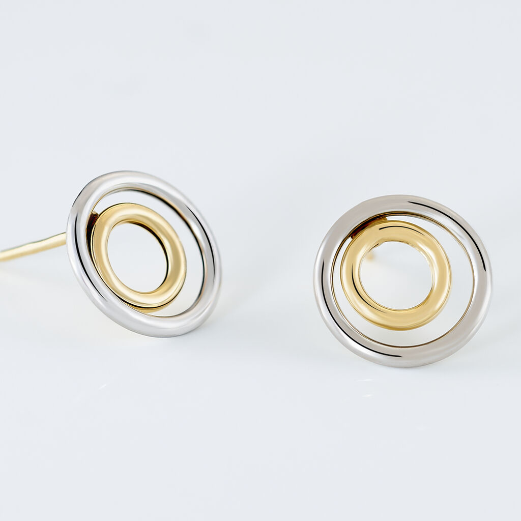 Boucles D'oreilles Pendantes Berangere Double Cercles Or Bicolore - Boucles d'oreilles pendantes Femme | Histoire d’Or