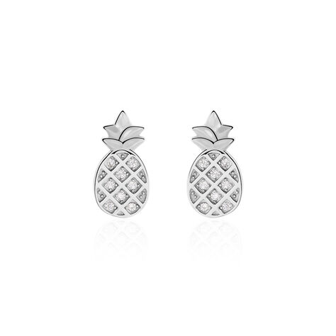 Boucles D'oreilles Puces Harold Argent Blanc Oxyde De Zirconium - Boucles d'oreilles fantaisie Femme | Histoire d’Or