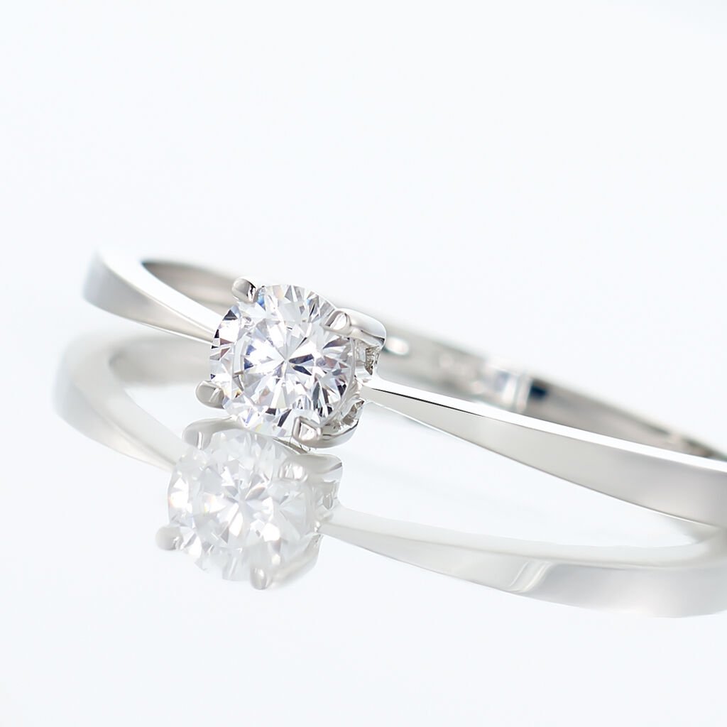 Bague Solitaire Abriel Or Blanc Oxyde De Zirconium - Bagues solitaires Femme | Histoire d&rsquo;Or