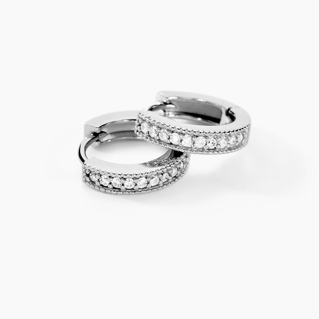 Cr&eacute;oles Yarina Argent Blanc Oxyde De Zirconium - Boucles d'oreilles cr&eacute;oles Femme | Histoire d&rsquo;Or