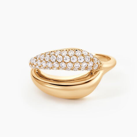 Bague Shiny Bold Plaqu&eacute; Or Jaune Oxyde De Zirconium - Bagues avec pierre Femme | Histoire d&rsquo;Or
