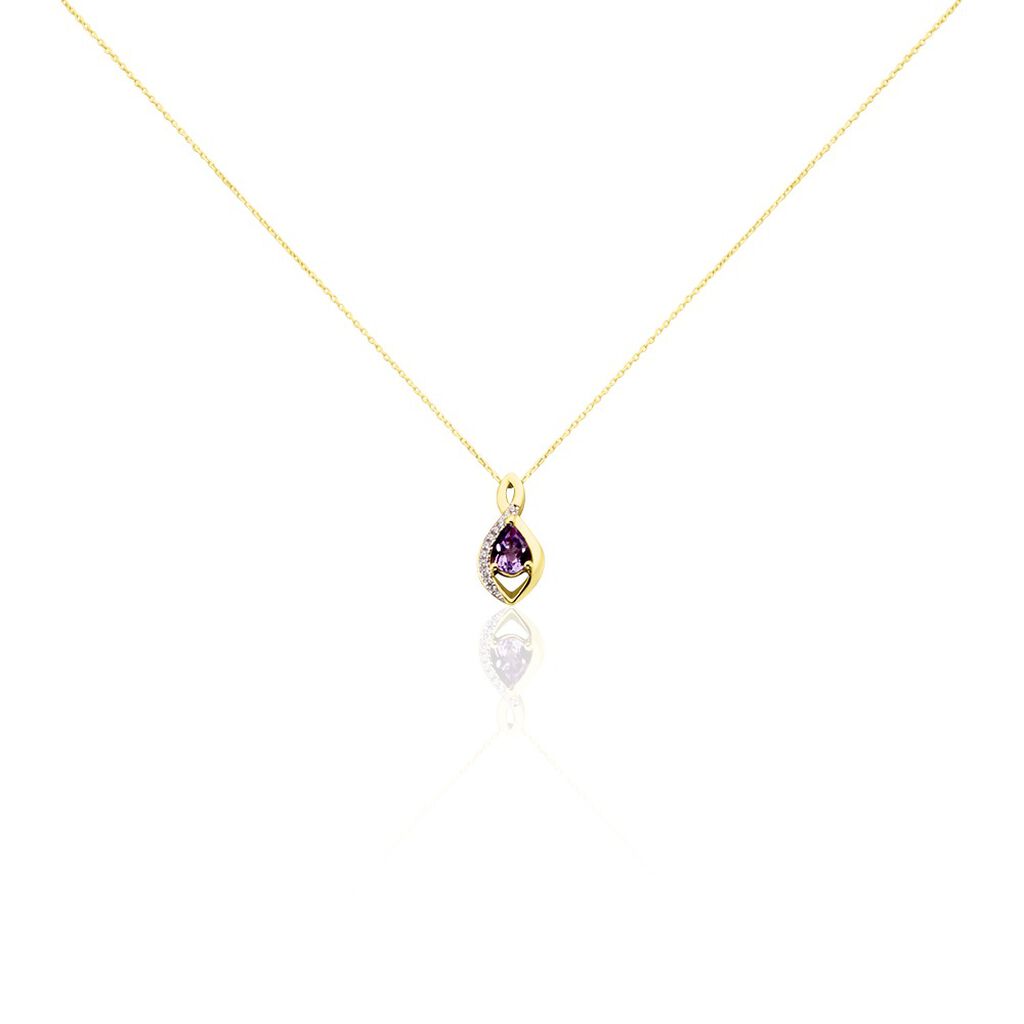 Collier Dalil Or Jaune Amethyste Oxyde