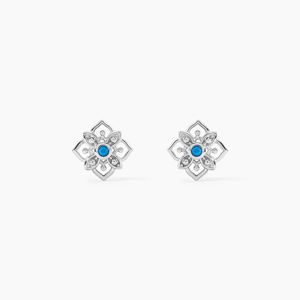 Boucles D'oreilles Puces Ilene Argent Blanc - Boucles d'oreilles fantaisie Femme | Histoire d&rsquo;Or