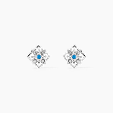 Boucles D'oreilles Puces Ilene Argent Blanc - Boucles d'oreilles fantaisie Femme | Histoire d&rsquo;Or
