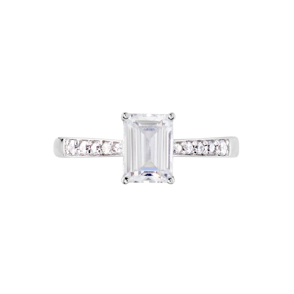 Bague Or Blanc Gesacus Oxyde De Zirconium - Bagues solitaires Femme | Histoire d’Or
