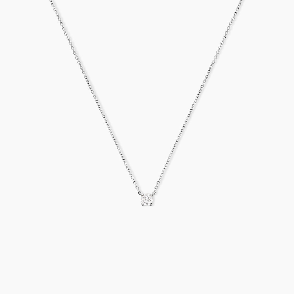 Collier Or Blanc Aphrodite Diamant Synth&eacute;tique - Colliers Femme | Histoire d&rsquo;Or