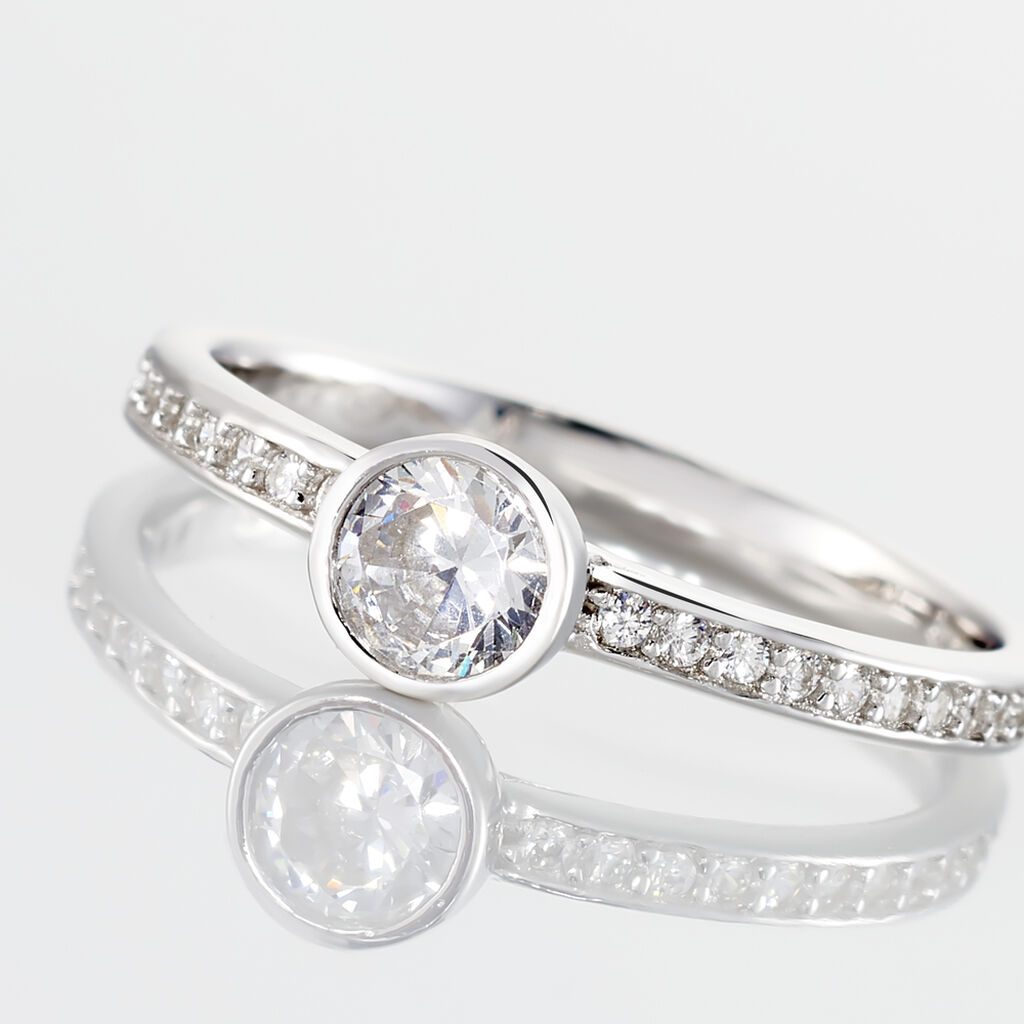 Bague Solitaire Mathylda Argent Blanc Oxyde De Zirconium - Bagues solitaires Femme | Histoire d’Or