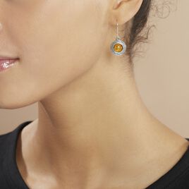 Boucles D'oreilles Argent Blanc Vieilli Adar Ambre - Boucles d'oreilles fantaisie Femme | Histoire d’Or