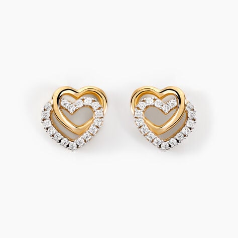 Boucles D'oreilles Puces Ablaye Or Jaune Oxyde De Zirconium - Clous d'oreilles Femme | Histoire d&rsquo;Or