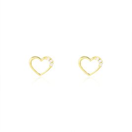 Boucles D'oreilles Puces Camomille Or Jaune Oxyde De Zirconium - Clous d'oreilles Enfant | Histoire d’Or
