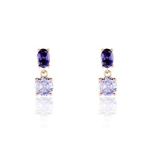 Boucles D'oreilles Pendantes Argent Rose Brenna Oxydes De Zirconium - Boucles d'oreilles fantaisie Femme | Histoire d’Or