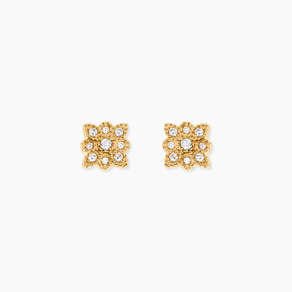 Boucles D'Oreilles Puces Dainty Plaqu&eacute; Or Jaune Oxyde De Zirconium - Boucles d'oreilles fantaisie Femme | Histoire d&rsquo;Or
