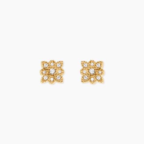 Boucles D'Oreilles Puces Dainty Plaqu&eacute; Or Jaune Oxyde De Zirconium - Boucles d'oreilles fantaisie Femme | Histoire d&rsquo;Or