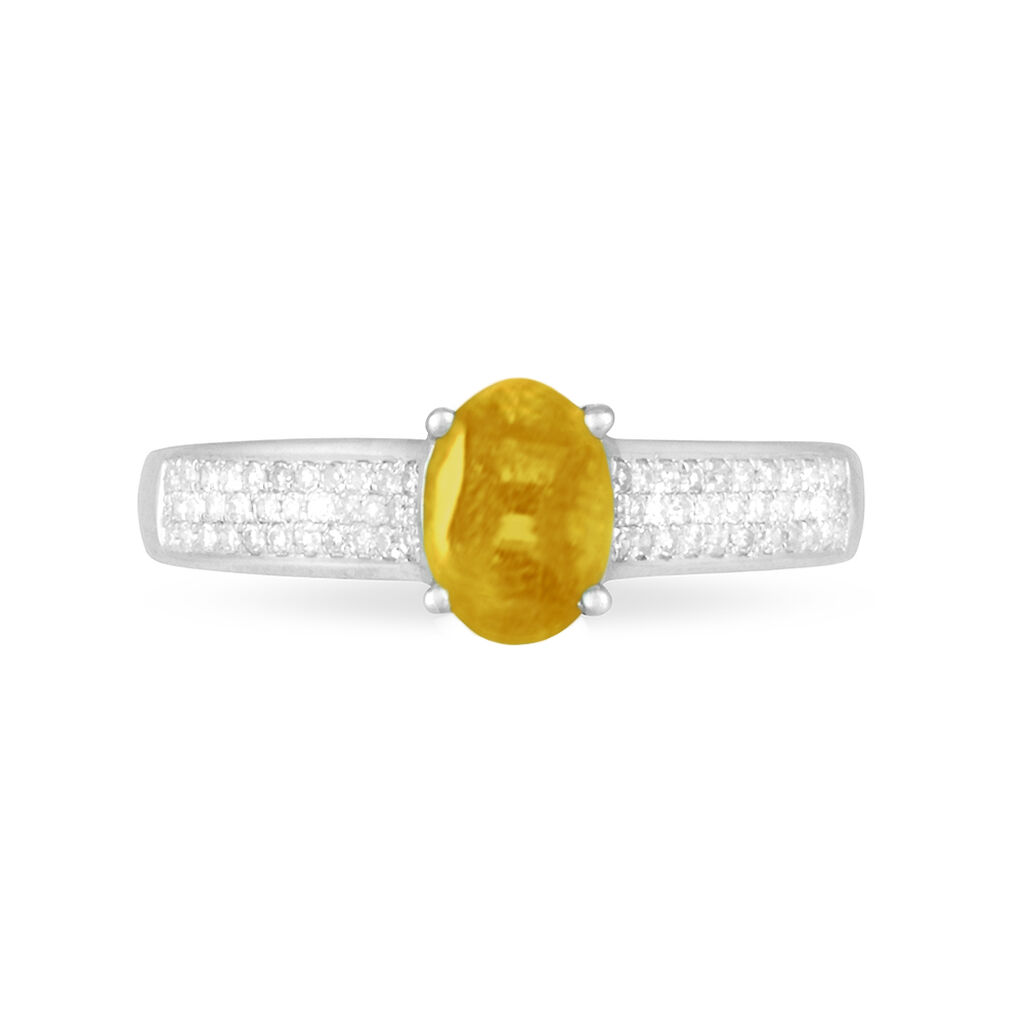 Bague Crista Or Blanc Citrine Et Diamant - Bagues solitaires Femme | Histoire d’Or