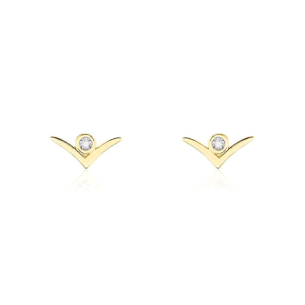 Boucles D'oreilles Puces Volia Or Jaune Diamant - Clous d'oreilles Femme | Histoire d&rsquo;Or