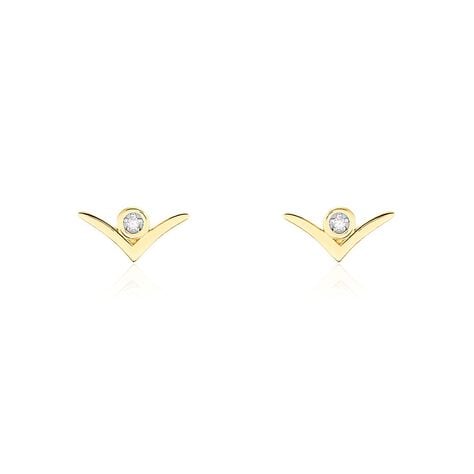 Boucles D'oreilles Puces Volia Or Jaune Diamant - Clous d'oreilles Femme | Histoire d&rsquo;Or
