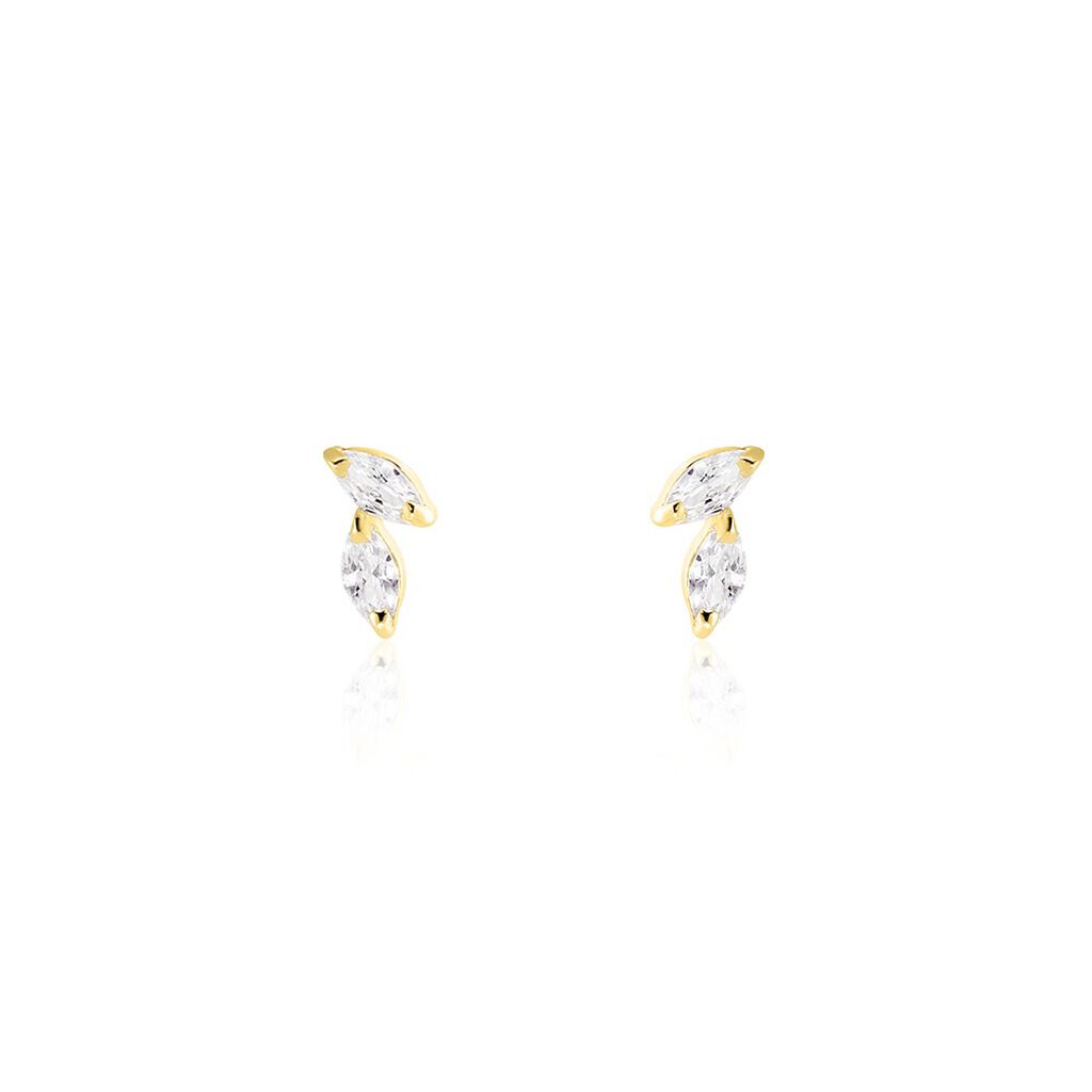 Boucles D'oreilles Puces Mix And Match Or Jaune Oxyde De Zirconium - Clous d'oreilles Femme | Histoire d’Or