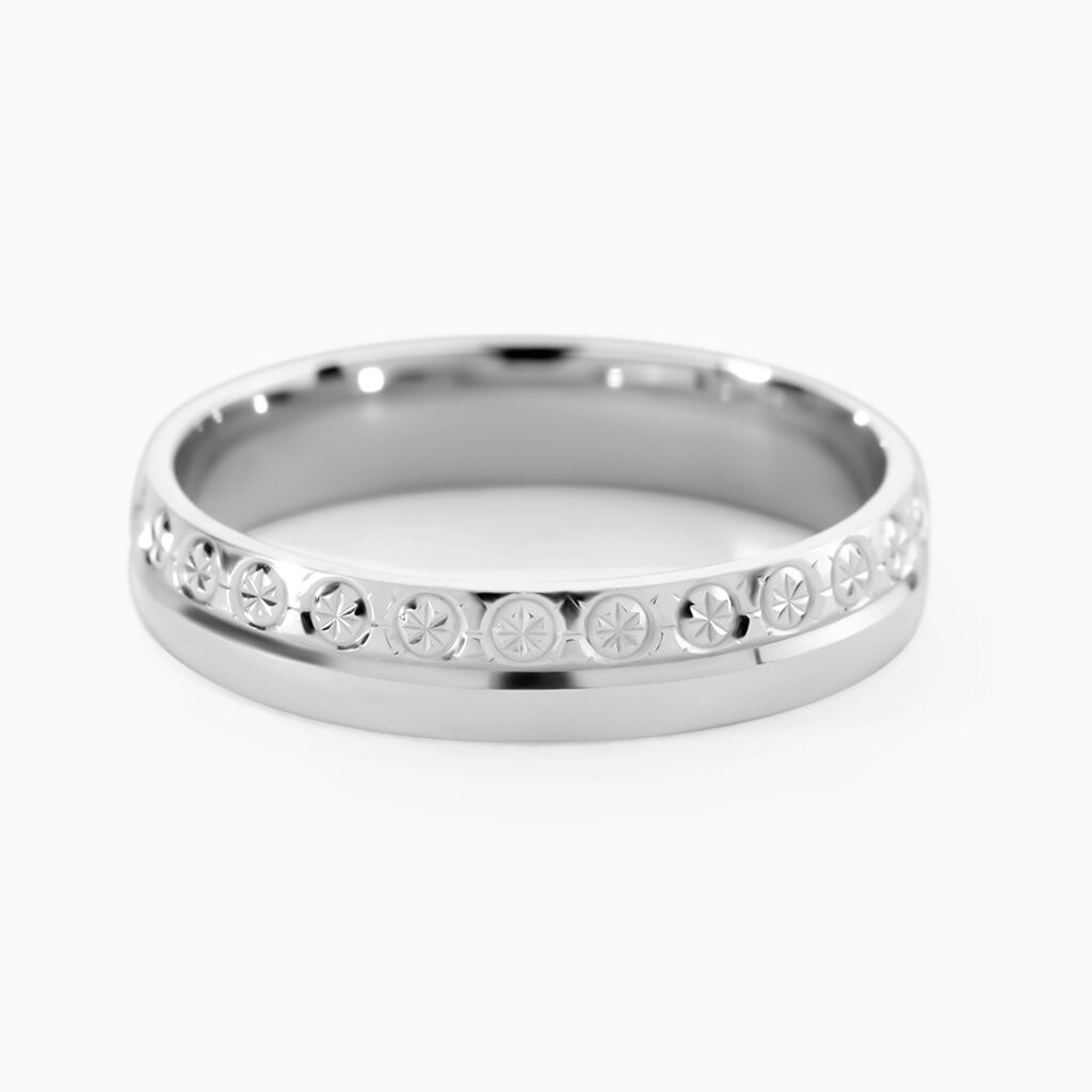 Alliance Veira Ruban Bomb&eacute; Or Blanc - Alliances 18 carats Unisex | Histoire d&rsquo;Or