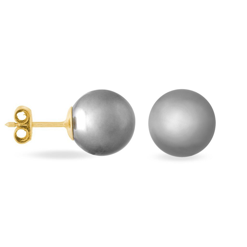 Boucles D'oreilles Puces Lu-ann Or Jaune Perle De Culture De Tahiti - Clous d'oreilles Femme | Histoire d&rsquo;Or