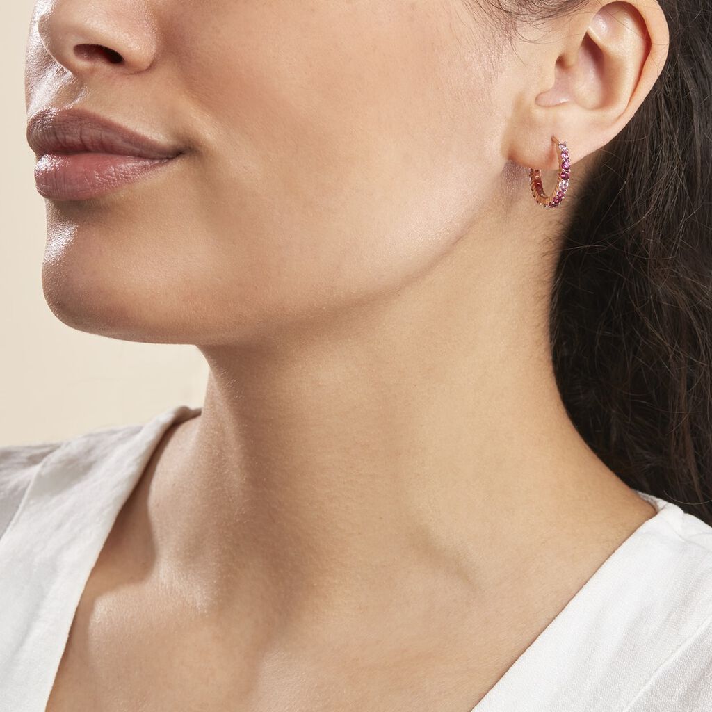 Créoles Zoelia Rondes Plaqué Or Jaune Pierres De Synthèse - Boucles d'oreilles créoles Femme | Histoire d’Or