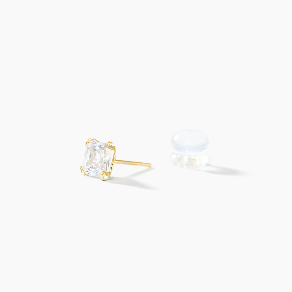 Boucles D'oreilles Puces Or Jaune Doreen Oxydes De Zirconium - Clous d'oreilles Famille | Histoire d’Or