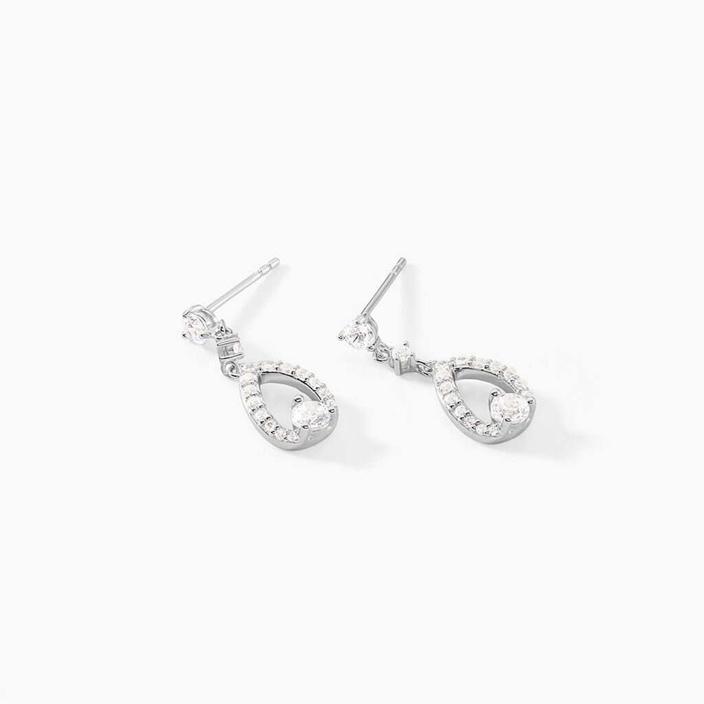 Boucles D'oreilles Pendantes Istanbul Argent Blanc Oxyde De Zirconium - Boucles d'oreilles fantaisie Femme | Histoire d&rsquo;Or