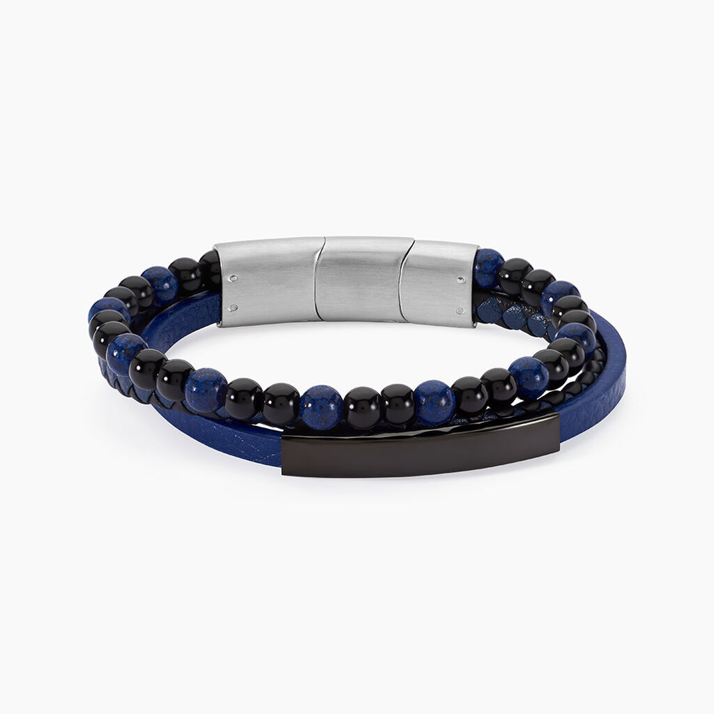 Bracelet Jourdan Hercule Cuir Multicolore Onyx Lapis Lazuli - Nouveautés bijoux Homme | Histoire d’Or