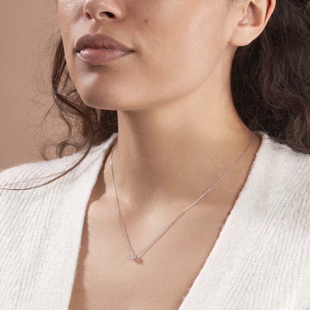 Collier Ponama Or Blanc Oxyde De Zirconium - Colliers Femme | Histoire d’Or