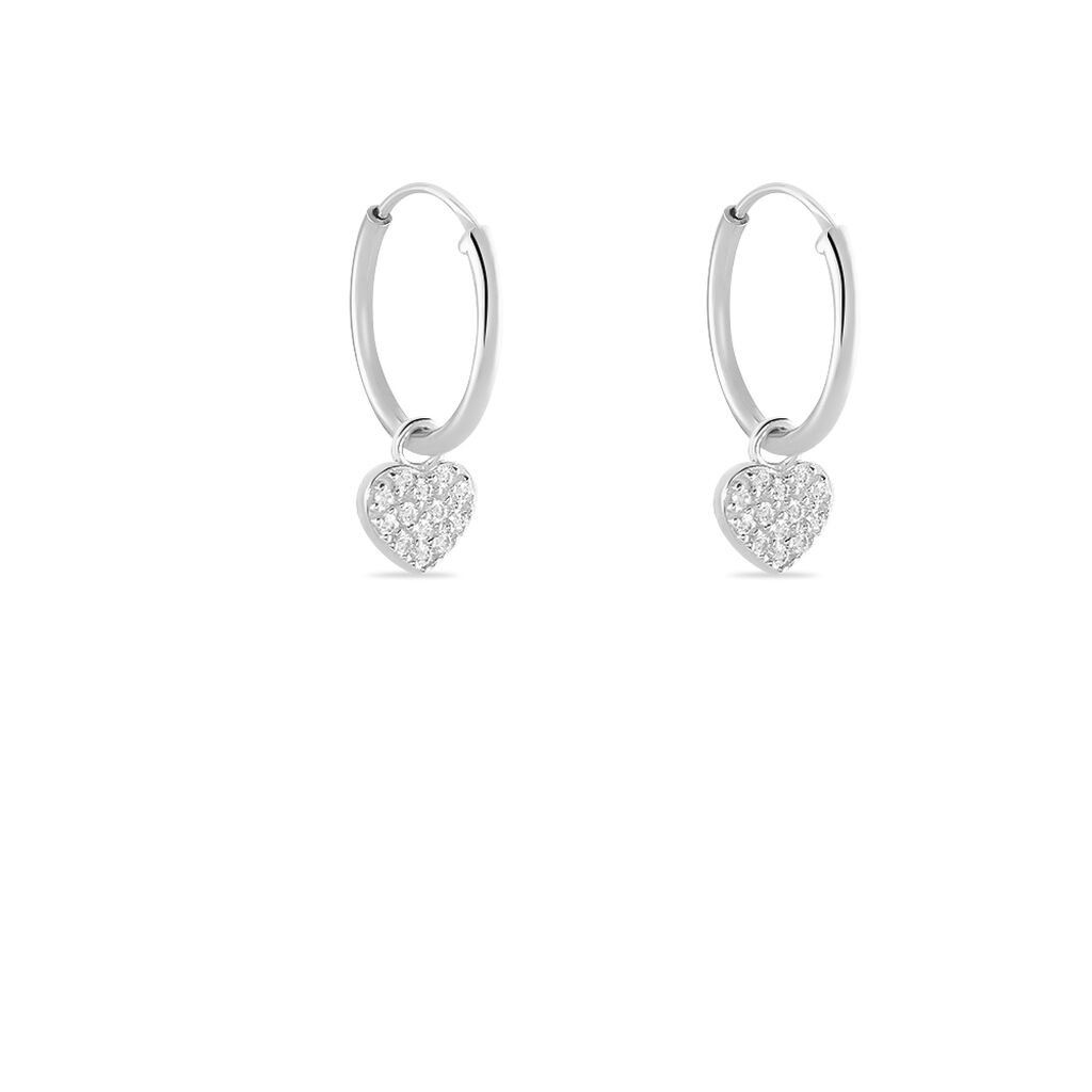 Créoles Ili Argent Rhodié Oxyde De Zirconium - Boucles d'oreilles créoles Femme | Histoire d’Or
