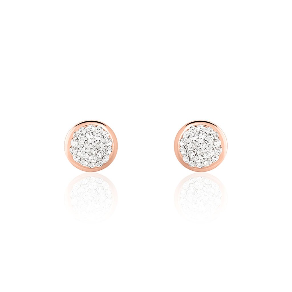 Boucles D'oreilles Puces Edmee Cercle 0 Or Rose Strass - Clous d'oreilles Femme | Histoire d&rsquo;Or