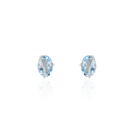 Boucles D'oreilles Puces Prudencia Or Blanc Topaze - Clous d'oreilles Femme | Histoire d’Or