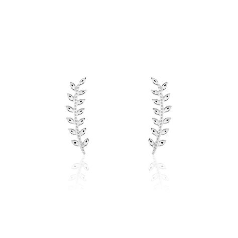 Boucles D'oreilles Grimpantes Folia Argent Blanc - Boucles d'oreilles fantaisie Femme | Histoire d’Or