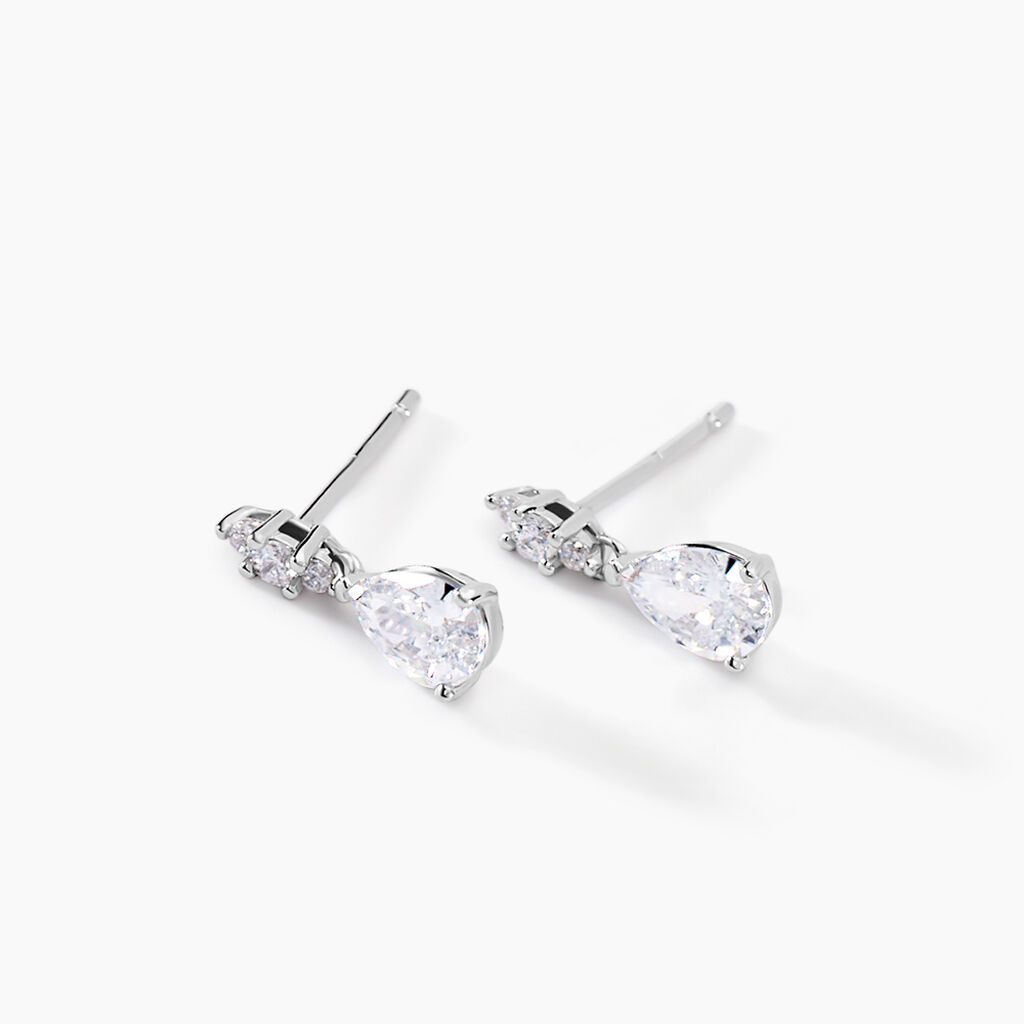 Boucles D'oreilles Pendantes Marie-helena Argent  Oxyde De Zirconium - Boucles d'oreilles fantaisie Femme | Histoire d’Or