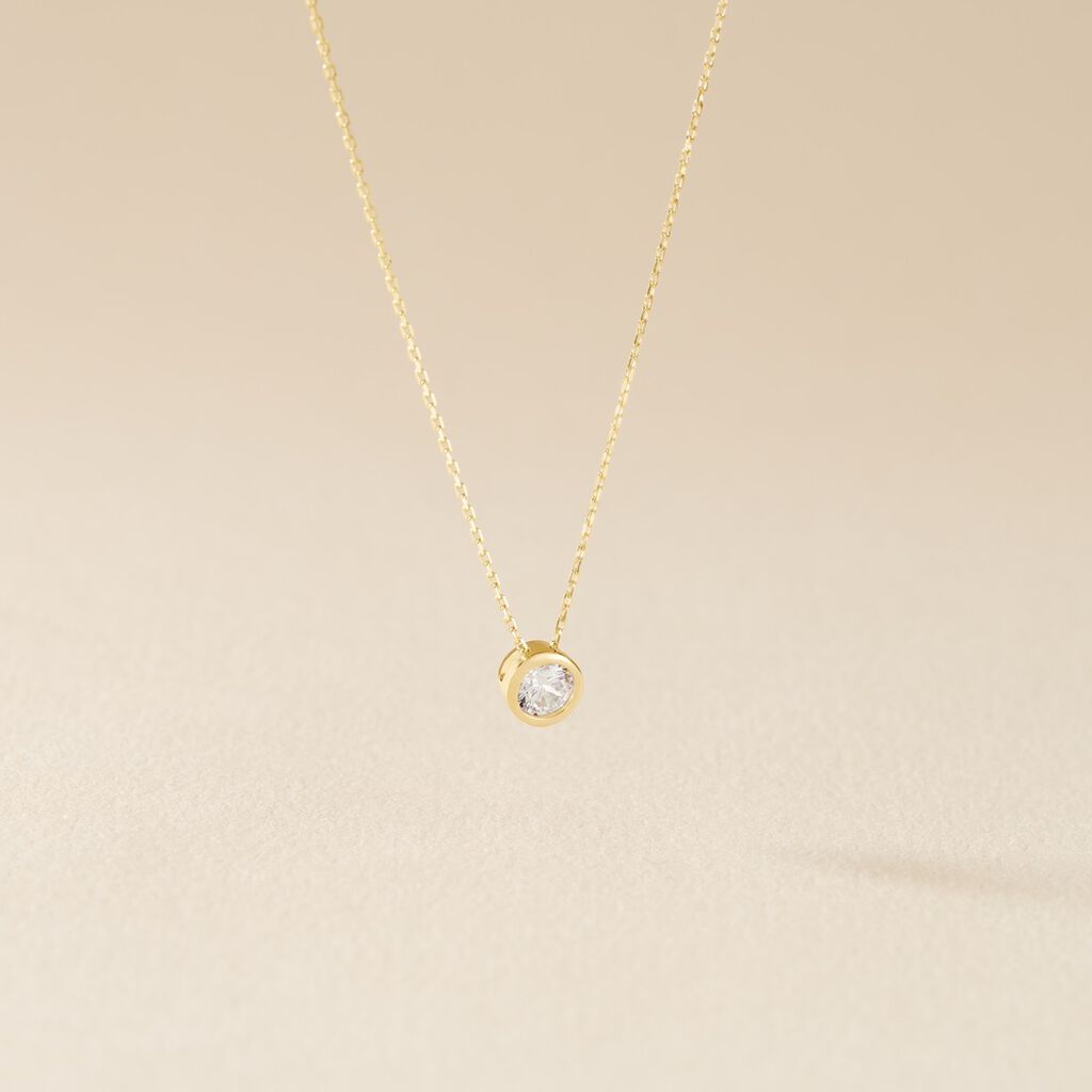 Collier Columbine Or Jaune Oxyde De Zirconium Blanc - Colliers Femme | Histoire d&rsquo;Or