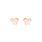 Boucles D'oreilles Puces Eleanor Fleur Or Rose Oxyde De Zirconium - Clous d'oreilles Femme | Histoire d&rsquo;Or