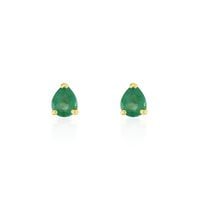Boucles D'oreilles Puces Or Jaune Isador Emeraude