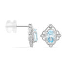 Boucles D'oreilles Puces Amance Or Blanc Topaze Et Oxyde De Zirconium - Clous d'oreilles Femme | Histoire d&rsquo;Or