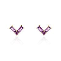 Boucles D'oreilles Puces Lavender Or Jaune Améthyste