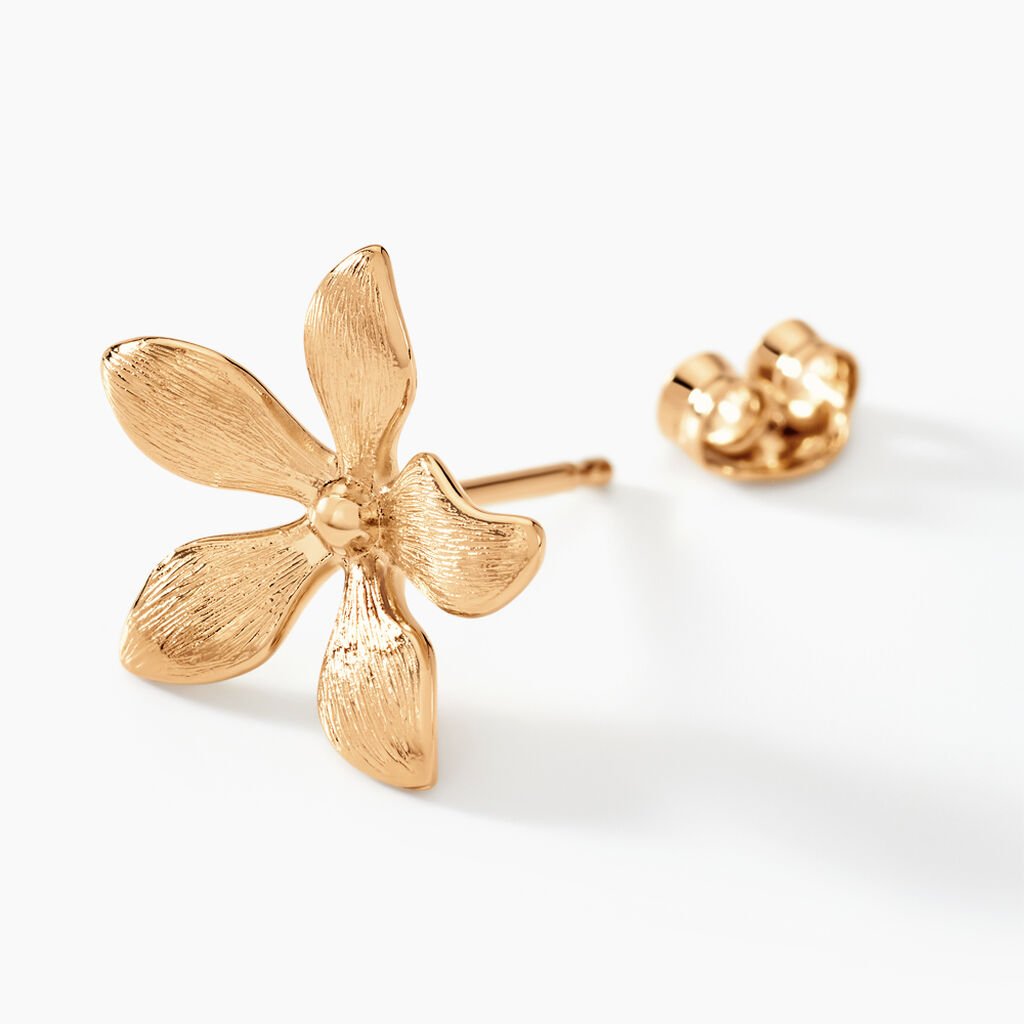 Boucles D'oreilles Puces Zinnia Plaqu&eacute; Or Jaune - Boucles d'oreilles fantaisie Femme | Histoire d&rsquo;Or