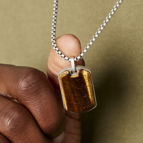 Collier Acier Vieillit Hakan œil De Tigre - Colliers fantaisie Homme | Histoire d’Or
