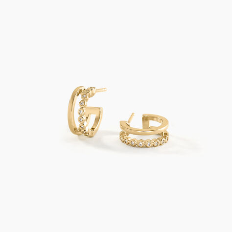 Créoles Plaqué Or Jaune Par Oxyde De Zirconium - Boucles d'oreilles créoles Femme | Histoire d’Or